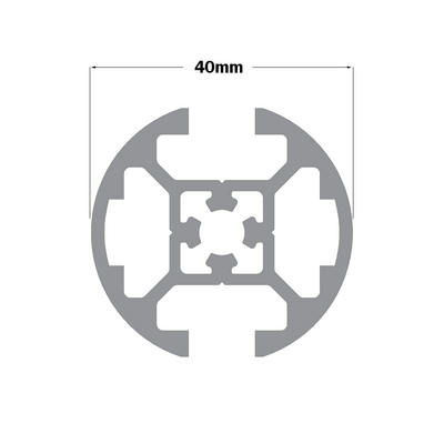 10-40R2-0-48IN ALUMINUM PROFILE 40MM ROUND<br>2-SLOT, CUT TO LENGTH OF 48 INCHES